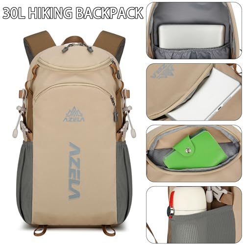 Mochila pequeña de senderismo 25L para viaje blanca miniatura 4
