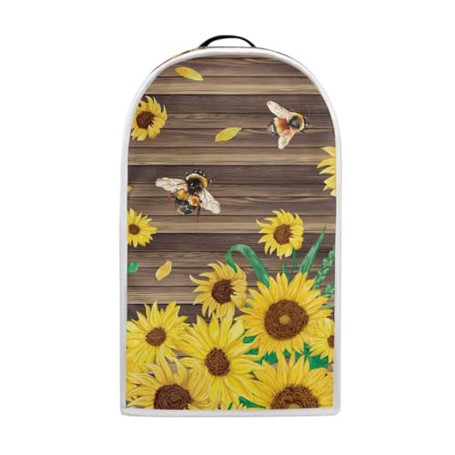 Image of Talayituse Bee Sunflower Wood Print Blender Dust Cover, Fingerprint Protection Cover for Stand Mixer or Coffee Machine, Home Kitchen Appliance Covers for Stain Dust Resistant Supplies
