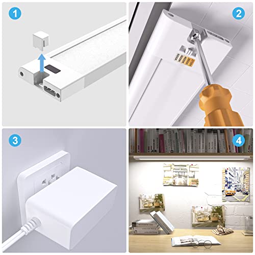 Wobane Under Cabinet Lighting, 24 Inch Plug In Led Counter Light Bar, Hand Wave Activated, Touchless Dimmable For Kitchen Cabinet, Shelf, Under Desk, Color Tunable 2700K To 6500K,White Panel,1400Lm #TOP4