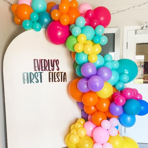 Image of Voircoloria 98pack Rainbow Balloons Different Size 18 /12 /10 /5 Inch Rainbow Colorful Balloon Garland Arch Kit for Graduation, Wedding, Birthday, New Year, Anniversary Party Decorations