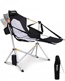 KingCamp Hammock Chair with Footrest & Breathable Mesh Back, Swinging Portable Folding Camping Chair for Adults, Heavy Duty Oversized Rocker, MAX 400lbs - Perfect for Outdoor, Beach, Lawn, Black/Grey