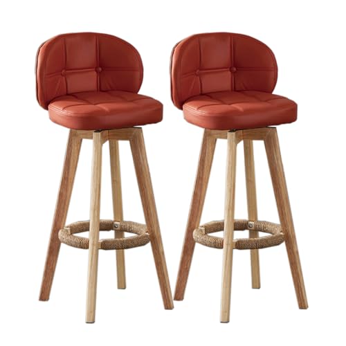 Juego de 2 taburetes de Bar con Cubierta de Tela tecnológica, taburetes de Bar giratorios Modernos con Altura para sillas de Isla de Cocina Red,73cm