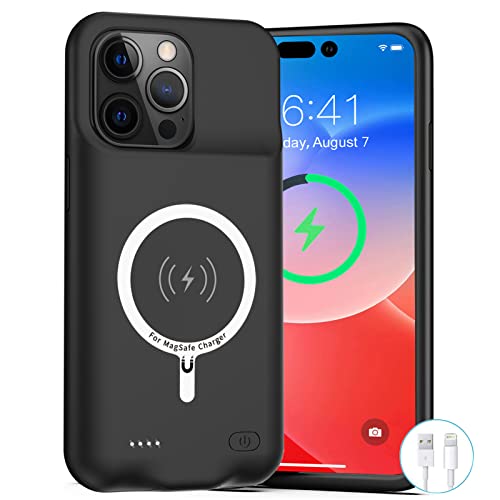 Battery Case for iPhone 14 Pro Upgraded 10000mAh Rechargeable Portable Charging Case with Wireless Charging Compatible for iPhone 14 Pro (6.1inch) with Carplay Extend Battery Pack Charger Case (Black)