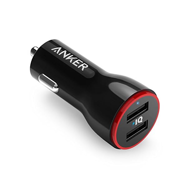 Anker Car Charger Adapter, 24W Dual USB Car Phone Charger, PowerDrive 2 for iPhone 14 13 12 11 Pro Max Mini X XR XS 8 Plus, iPad Pro/Air 2/Mini, Note 5/4, LG, Nexus, HTC and More