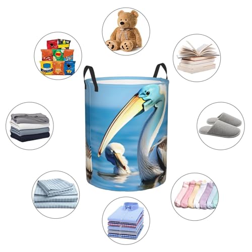 Panier à linge rond imperméable avec imprimé oiseaux pour rangement maison