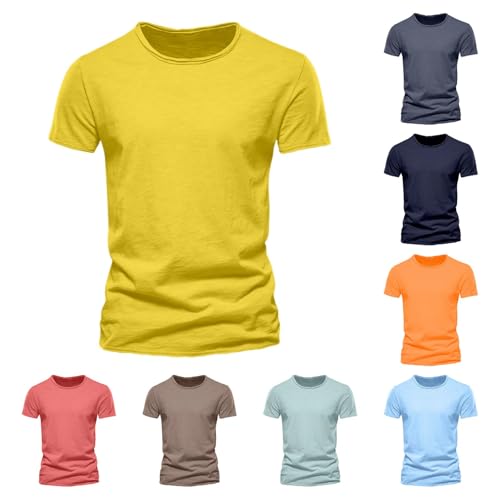 Aniywn Red Shirt Men Short Sleeve Crew Neck Athletic Top Summer Casual Slim Fit Workout Shirts Lightweight Beach Work Blouses