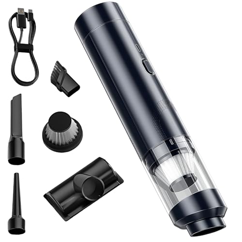 GOEDCH Aspirapolvere portatile a batteria: aspirapolvere portatile per auto, potente mini aspirapolvere senza fili con ricarica USB-C, multifunzione 4 in 1 per casa, peli di animali e ufficio