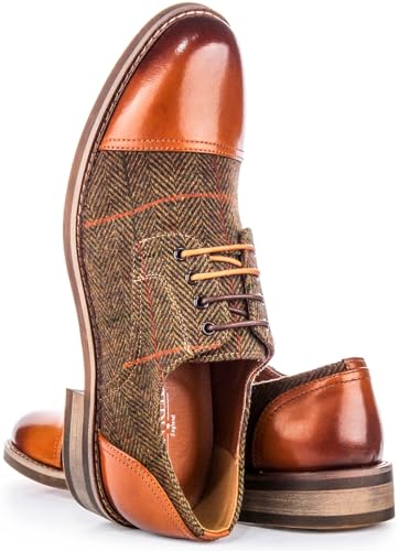 Theon Men's Oxford Toe Leather Felt Shoes Shoes (Brown, US 14)4