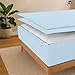 Zip On Fitted Sheet - Includes 1 Fitted Base + 2 Zip Sheet - Easy to Change, Won’t Pop Off Queen Sheet - Soft 600 TC Cotton Fitted Sheet- 15” Deep Pocket Queen Size- Light Blue
