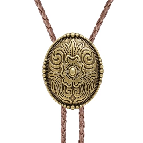 Image of GelConnie Floral Bolo Tie for Men Womens Bolo Tie Necklace Native American Black Men's Bolo Ties Western Cowboy Bolero Ties
