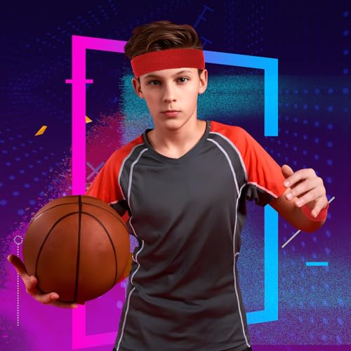 Image of 18 Pcs Sweatbands for Kids Sports Colorful Elastic Headband Wrist Bands Sets Moisture Wicking Sweat Band for Team Activity, Basketball, Football, Running, Gym & Exercise