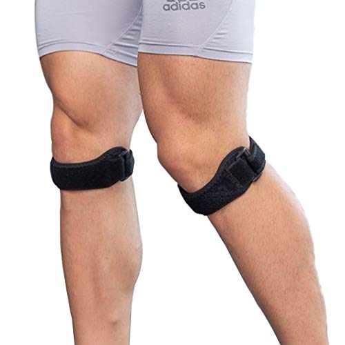 Believe Simple 2 Pack Knee Band Pain Relief & Patella Stabilizer Knee Strap Brace Support for Hiking, Soccer, Basketball, Running, Jumpers Knee, Tennis, Tendonitis, Volleyball & Squats (Black)
