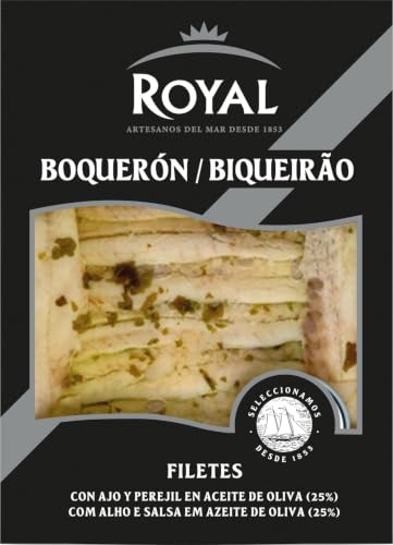 ROYAL boquerón con ajo y perejil en aceite de oliva envase 80 gr