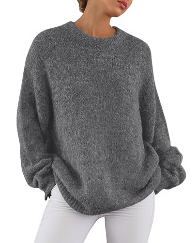 PRETTYGARDEN Womens Fall Long Sleeve Sweater Crew Neck Fuzzy Loose Fit Chunky Knit Oversized Pullover Sweaters Going Out Tops3