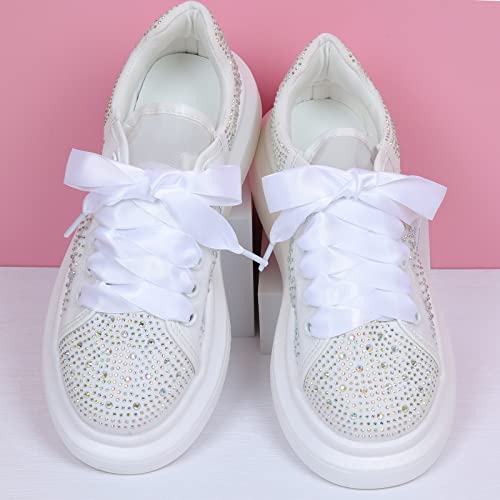 Image of Booyckiy 3 /4 inch Wide Satin Ribbon Shoelaces Flat Colorful Shoe Laces for Women Girls