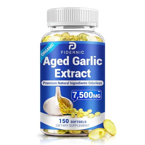Aged Garlic Extract Odorless Organic Garlic Supplement Supports Immune Health & Heart Function 2 Years Matured for Antioxidant Wellness Natural Herbal Supplements Non-GMO - 150 Softgels