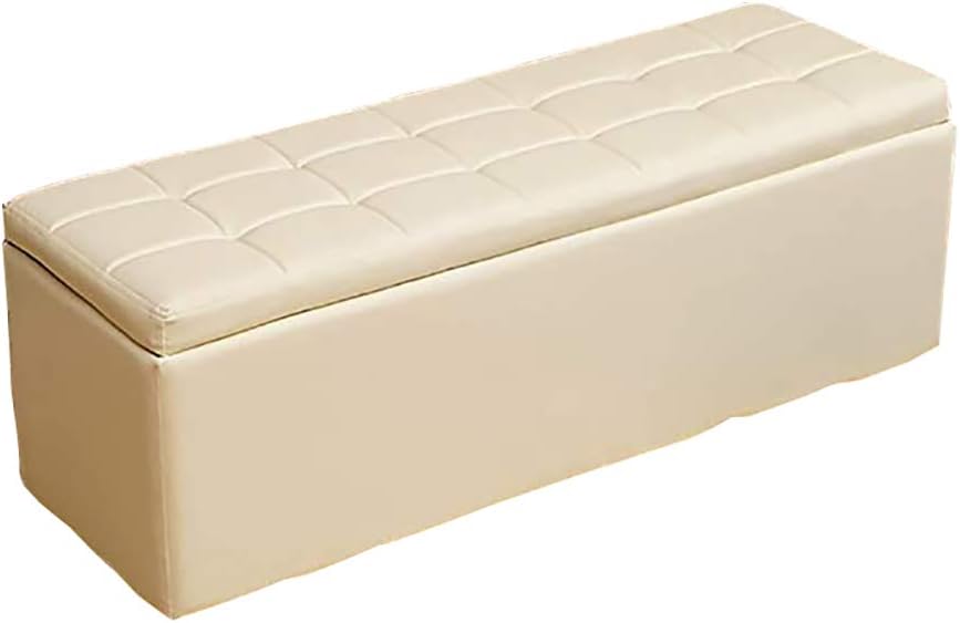 Foot Stool Rest Ottoman Storage Boxes Rectangle Stools Chair Living Room Bedroom Vintage Seat Stool Pouffe Chair (Beige-100 * 40 * 40cm, Rectangle)