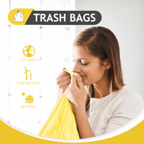 Image of Teivio Small Trash Bags 4 Gallon 160 Counts Garbage Bags, Bathroom Trash Can Bin Liners, Small Plastic Bags for home office kitchen, fit 12-15 Liter, 3,3.5,4.5 Gal, Yellow