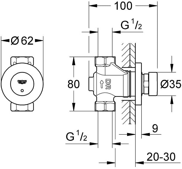 GROHE 36268000 Euroeco CS Self-Closing Tap