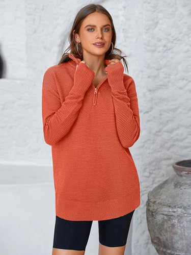 Image of PRETTYGARDEN Womens Long Sleeve Quarter Zip Pullover Sweater