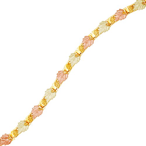 Black Hills Gold Bracelet for Women, 12k Green and Rose Gold & 10k Gold with Tri-Color Grape & Vine Design
