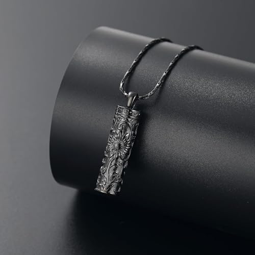 Imrsanl Cremation Jewelry Rose Flower Urn Necklace with Hollow Cylinder Cremation Keepsake Urn Pendant Memorial Lockets for Ashes for Women Men3