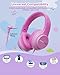 awatrue Kids Headphones, 74/85/94dB Volume Limiter, Foldable Wired Over Ear Headphones for Travel, 3.5mm Jack, Toddler Headphones for School, Chromebook, iPad, Tablet, Pink
