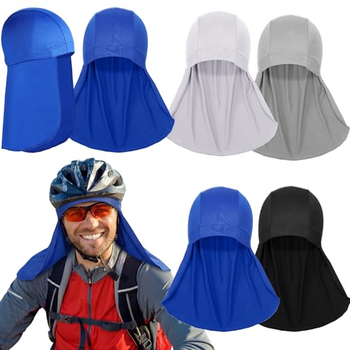 Syhood 4 Forros de Casco con Solapa de Cuello Gorros de Calavera de Enfriamiento Gorro de Absorber Sudor con Cola de Sombrilla para Casco de Seguridad Ciclismo Sombrero de Protección de Cuello ✅