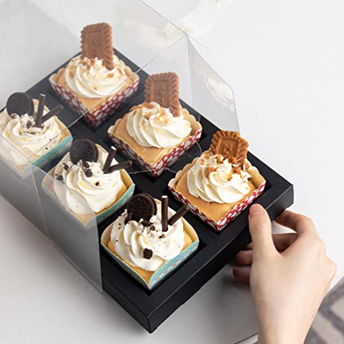 Starform 50Pcs Cupcake Baking Cups Square Cupcake Liners Disposable Baking Wrappers Muffin Cups Desserts Holders For Bread Muffins Mini Snack, Multicolor, 6Cmx5Cmx5Cm #TOP4