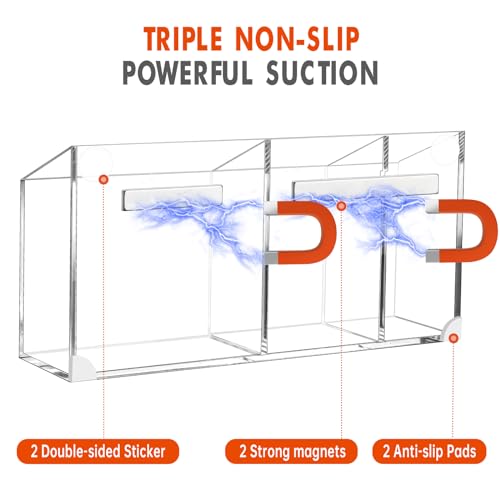 Magnetic Dry Erase Marker Holder, Acrylic Magnet Pen Holder for Whiteboard, Refrigerator, Magnetic Fridge Organizer for  - Additional View