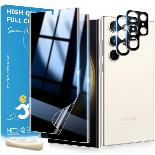 2+2 Pack for Samsung Galaxy s23 Ultra Privacy Screen Protector and Lens Protector Ultrasonic Fingerprint Unlock Easy Installation Frame Anti Spy Flexible Soft Film Case Friendly Bubble-Free