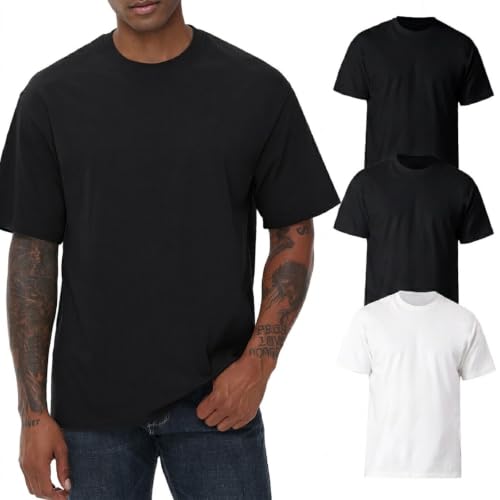 Image of KEEPSHOWING Mens Oversized Short Sleeve T-Shirts Cotton Loose Fit Tees