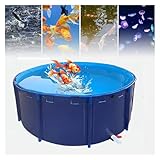 Überirdischer Segeltuch-Fischteich, großes Indoor-Aquarium mit Stahlrahmen, PVC-Klappkoiteich mit Ablassventil für einfache Wartung