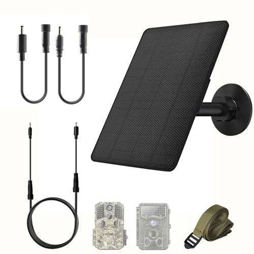6W Solar Panel for Trail Cameras 6V/9V/12V Solar Battery Charger Kit Built-in 6000mAh Rechargeable Battery Trail Camera Solar Panel IP65 Waterproof Hunting Accessories 5ft Cable