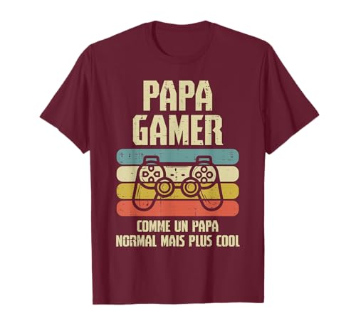 Papa Gamer Cool Jeux Vidéo Manette Geek Homme Fête Des Pères T-Shirt