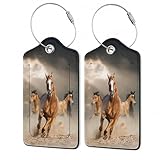 2Pcs Luggage Tag for Suitcase Running Horse Cute Suitcase Tag with Privacy Flap & Name ID Label & Metal Loop,Travel Bag Luggage Tags for Women