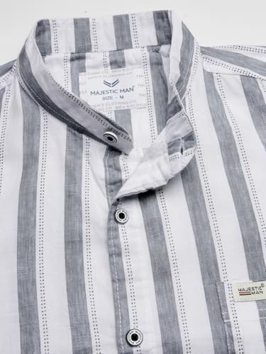 Image of Majestic Man Men's Pure Cotton Mandarin Collar Slim Fit Casual Shirt