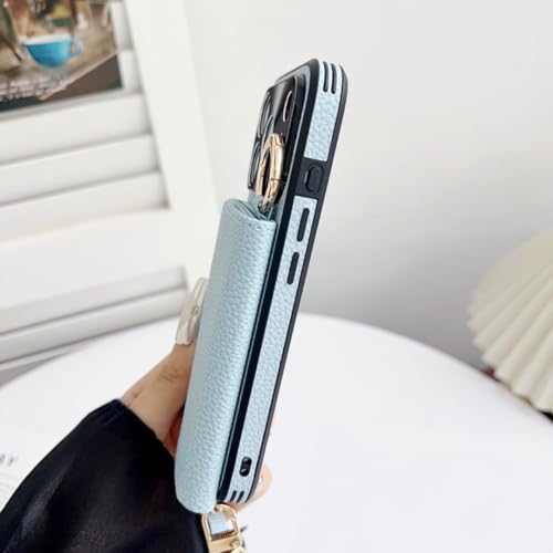 Étui portefeuille pour iPhone 16 en cuir premium avec dragonne et finitions soignées