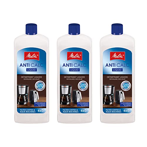 Melitta Anti-Calc Liquid Descaler - Descaler for Filter Coffee Machines and Kettles Removes Limescale Removal Easy to Use 3 x 250 ml