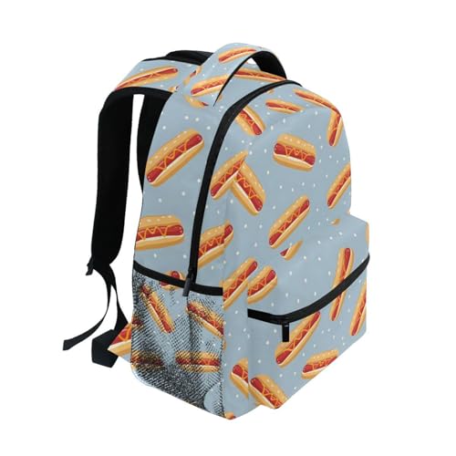 Cartoon Hot Dog Dot Backpack for School Boys Girls Adults Kids Bookbag Laptop Bag 18L2
