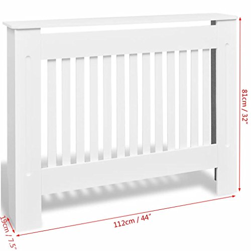 FESTNIGHT 44 Inches White Heating Cabinet MDF with Matt Finished Radiator Cover with Smooth Top for Living Room Bedroom Furniture Decor