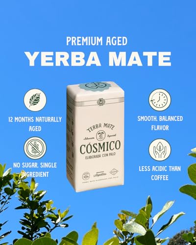 Image of Yerba Mate COSMICO, 2.2 lb, 1 KILO (pack of 2), Premium Loose Leaf Argentine Tea, Gluten-Free, Large Leaf Low Dust Brew, Clean Energy