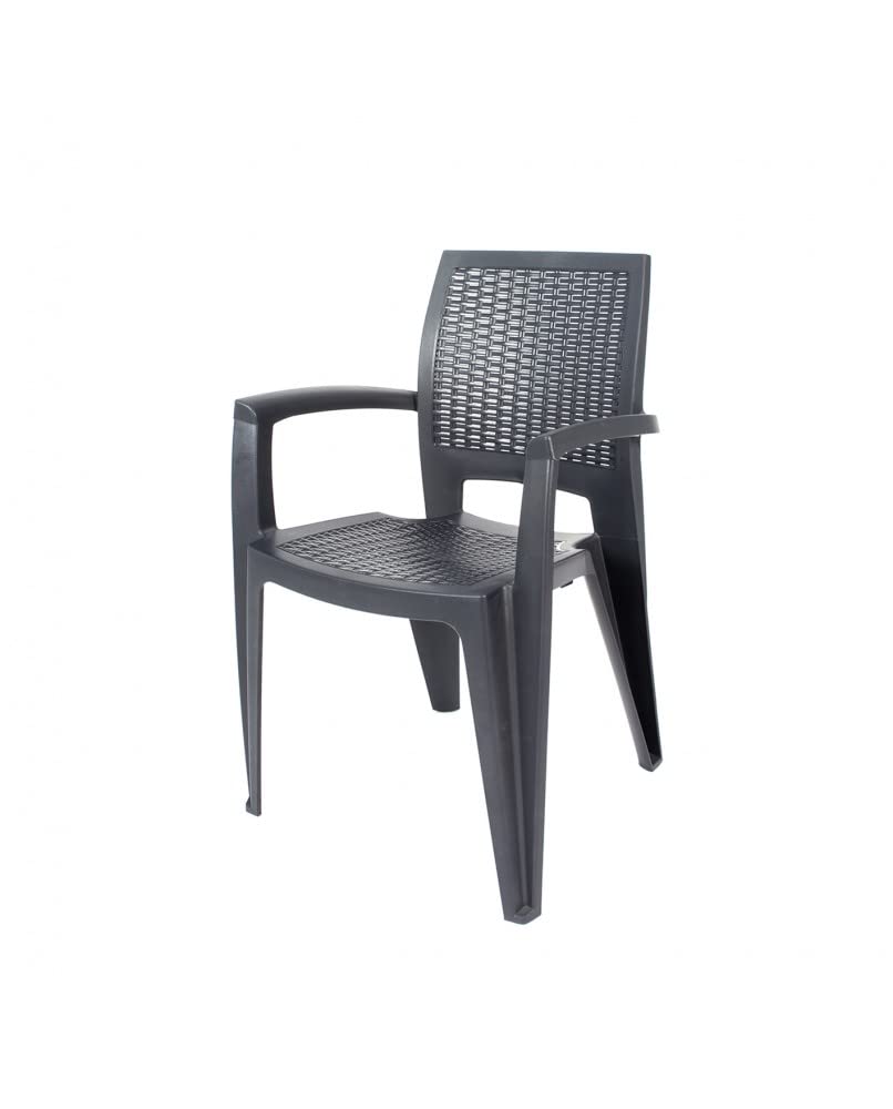 CREVICOSTA QUALITY MARK MARCAS DE CALIDAD - Conjunto Mesa Viana Redonda + 4 sillas Caribe de Resina (Antracita)