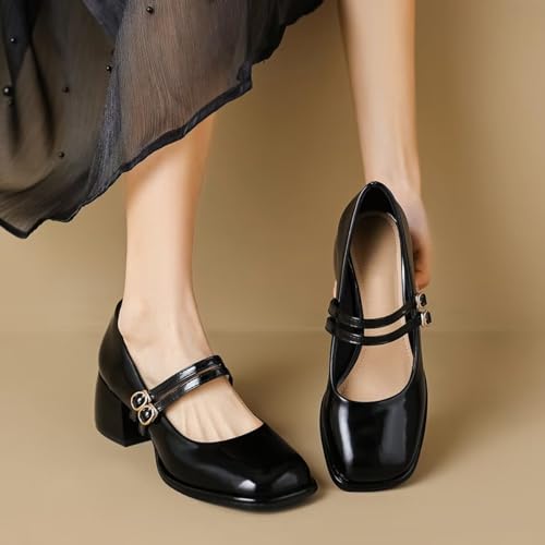 LUXINYU Women Square Toe Heels Pearl Elegant Ladies Pumps Heeled Dress Shoes Comfort Work Shoes3