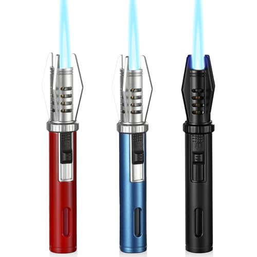LEKEFETO 3 Stück Jetflamme Feuerzeug Nachfüllbar – Winddichtes Sturmfeuerzeug Gas mit Einstellbarer Flamme, Langes Stabfeuerzeug für Grill, Küche, Kerzen, Camping – Ohne Gas – Blau Rot Schwarz LEKEFETO 3 Stück Jetflamme Feuerzeug Nachfüllbar – Winddichtes Sturmfeuerzeug Gas mit Einstellbarer Flamme, Langes Stabfeuerzeug für Grill, Küche, Kerzen, Camping – Ohne Gas – Blau Rot Schwarz