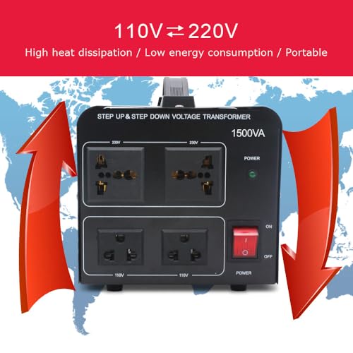 Yinleader BYQ 1500W Step Up & Step Down Voltage Transformer Converter 110V To 220V Or 220V/230V/240V To 110V/120V Power Converter W/Us Power Cord,Circuit Breaker Protection thumb #5