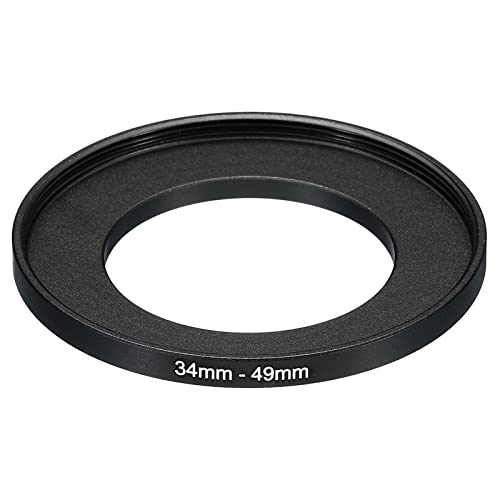 PATIKIL 34mm-49mm Metal Step Up Ring, Camera Lens Filter Adapter Ring Aluminum Filter Adapter Ring for Camera Lenses Hood Black