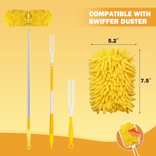Image of Reusable Duster Refill for Swiffer, 360 Heavy Duty Dusters Refills Compatible with Swiffer Duster Refill, Microfiber Ceiling Fan Hand Duster Refills 4 Pack(Handle is Not Included)