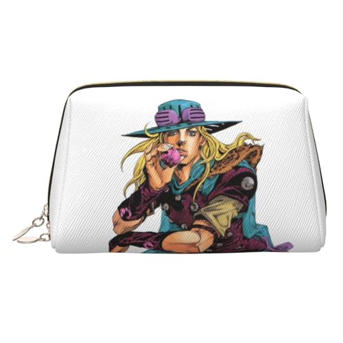 化粧ポーチ ジョジョの奇妙な冒険 ジャイロ・ツェペリ レディース メイクポーチ 化粧バッグ メンズ トラベルポーチ レザー 小物入れ かわいい おしゃれ 可愛い 化粧品収納 大容量 防水 多機能 旅行 持ち運び便利