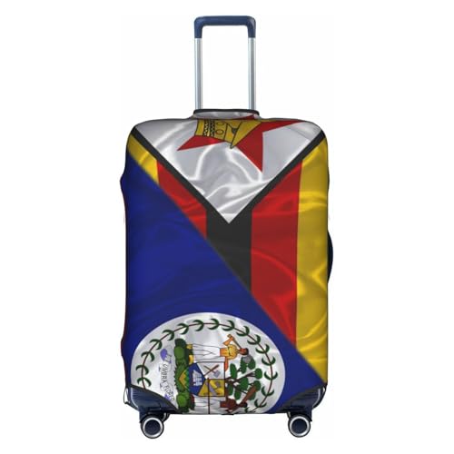 Zimbabwean And Belize Belizean Triangle Flag Travel Luggage Cover Washable Suitcase Case Suitcase Protector Fit Luggage Cover Large